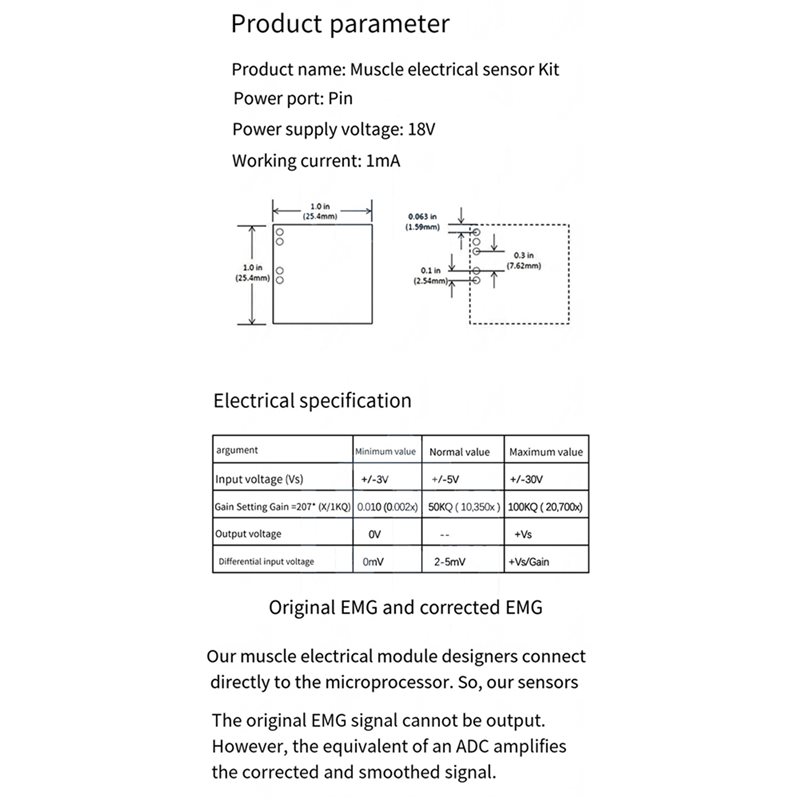 A52T 5X Muscle Electrical Sens - Muscle Sensor Emg recensie en prijs